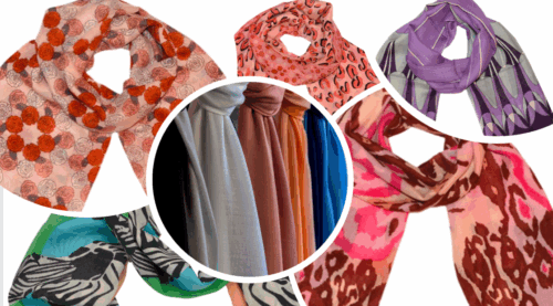 Assortiment d'Étoles Cachemire Imprimées-Cachemires Unies